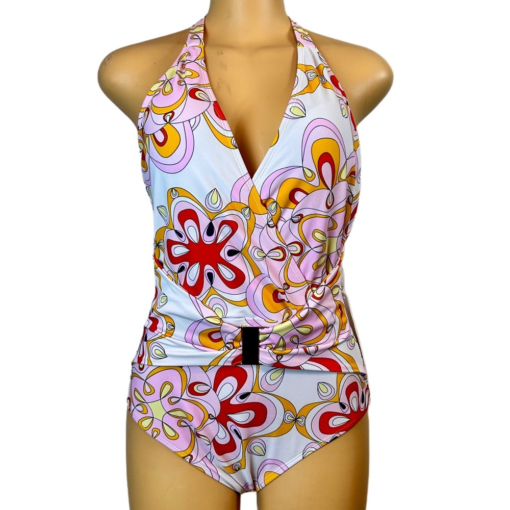 NWT Grace Karin One Piece Retro Print Colorful Swimsuit / Size large